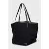 Textile shopper with leather handles