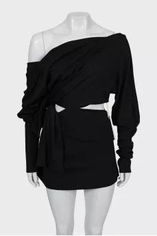 Black asymmetrical dress with tag