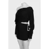 Black asymmetrical dress with tag