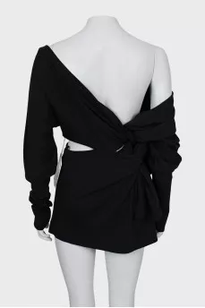 Black asymmetrical dress with tag