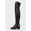Leather over the knee boots with medium heels