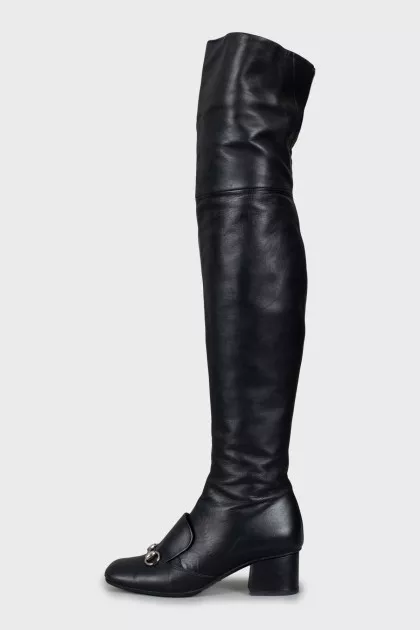 Leather over the knee boots with medium heels