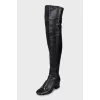 Leather over the knee boots with medium heels
