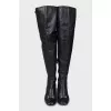 Leather over the knee boots with medium heels