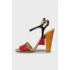 Combined sandals with wooden heels