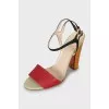 Combined sandals with wooden heels
