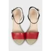 Combined sandals with wooden heels
