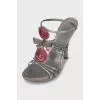Silver sandals decorated with beads