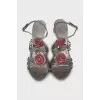 Silver sandals decorated with beads