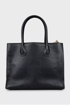 Black leather tote bag