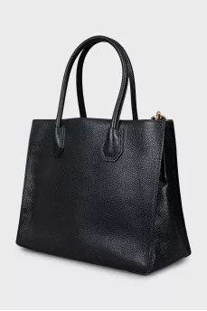 Black leather tote bag