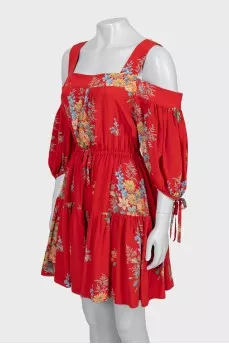 Off shoulder silk dress