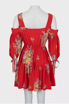 Off shoulder silk dress