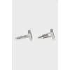 Men's cufflinks with checkered print