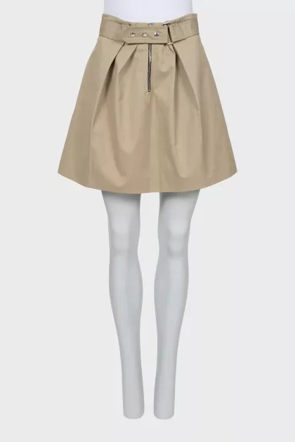 Beige denim mini skirt