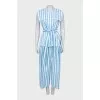 Striped vest and culotte suit