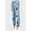Men's blue jeans with patches