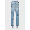 Men's blue jeans with patches