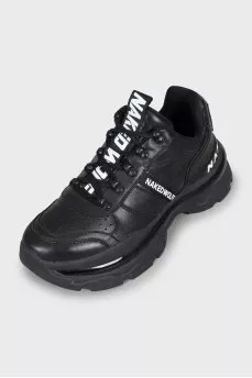Men's black sneakers with chunky soles