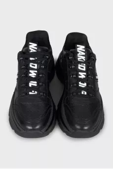 Men's black sneakers with chunky soles