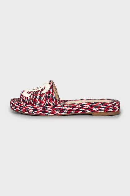 Textile slides with white logo