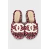 Textile slides with white logo