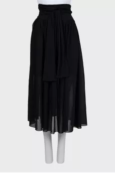 Semi-sheer midi skirt with tie