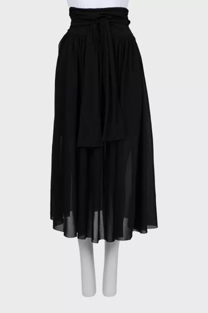 Semi-sheer midi skirt with tie