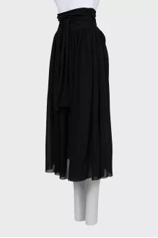 Semi-sheer midi skirt with tie