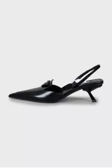 Leather slingbacks with brand logo