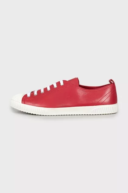 Red leather sneakers