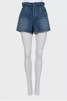 Denim shorts in signature print