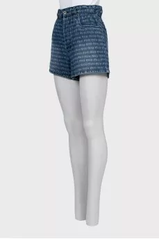 Denim shorts in signature print