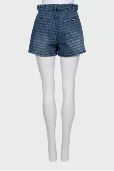Denim shorts in signature print