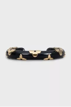 Black resin bracelet with company logo