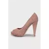 Suede wedge heels