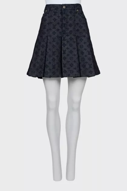 Denim skirt in signature print