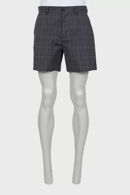 Men's plaid straight fit shorts