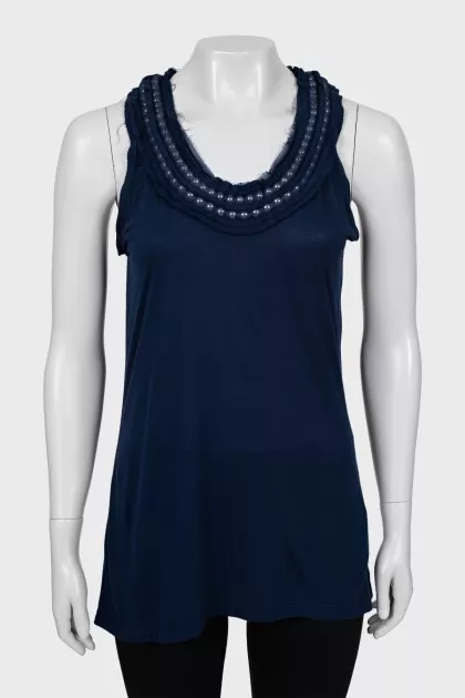 Blue A-line tank top