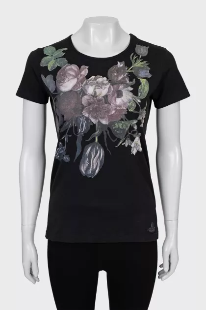 Slim fit T-shirt with floral print