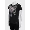 Slim fit T-shirt with floral print