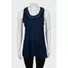 Blue tank top with raw edge