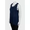 Blue tank top with raw edge