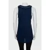 Blue tank top with raw edge