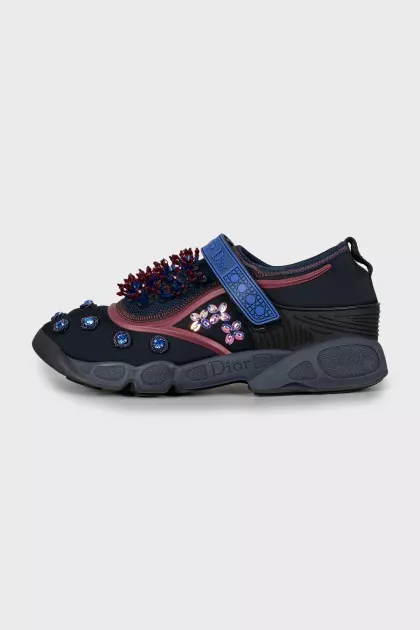 Sneakers decorated with beads and sequins