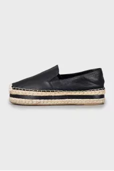 Leather espadrilles with woven soles