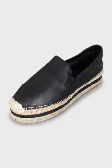Leather espadrilles with woven soles