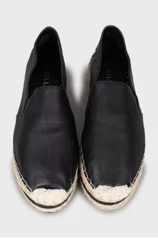 Leather espadrilles with woven soles