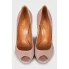 Pink open toe shoes