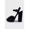 Suede block heel sandals